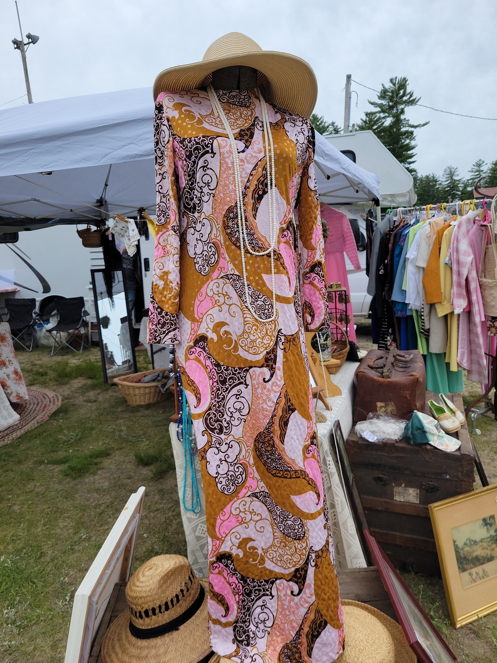Vintage Dress Pink Brown Sparkle Mod Maxi 1960s USA Anne Fogarty